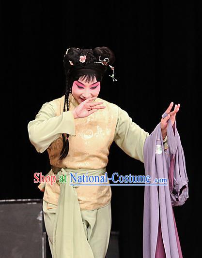 Chinese Kun Opera Servant Girl Apparels Costumes and Headpieces Blossoms on A Spring Moonlit Night Kunqu Opera Xiaodan Dress Young Lady Garment