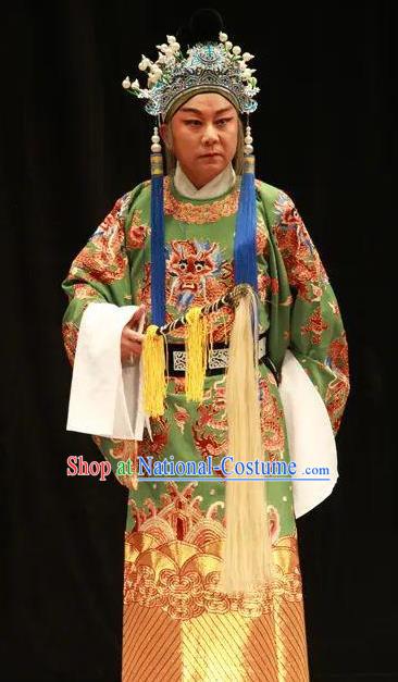 Jing Yang Zhong Chinese Kun Opera Old Man Costumes and Headwear Kunqu Opera Laosheng Court Eunuch Garment Apparels