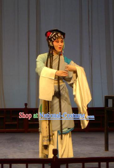 Chinese Kun Opera Poor Woman Apparels Costumes and Headdress Yan Yun Pavilion Traditional Kunqu Opera Female Beggar Dress Garment