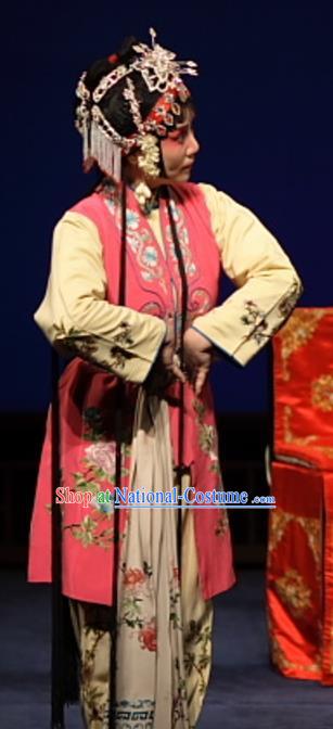 Chinese Kun Opera Young Lady Costumes Apparels and Headdress Feng Zheng Wu Traditional Kunqu Opera Servant Girl Dress Garment