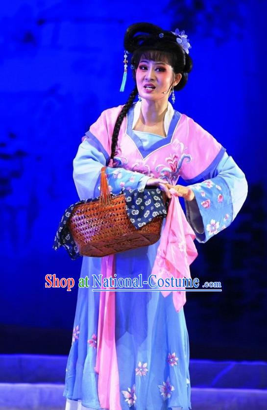 Chinese Huangmei Opera Actress Costumes Apparels and Headpieces Chuan Deng Traditional Anhui Opera Dress Young Female Garment