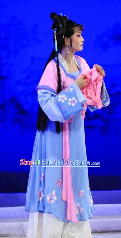 Chinese Huangmei Opera Actress Costumes Apparels and Headpieces Chuan Deng Traditional Anhui Opera Dress Young Female Garment