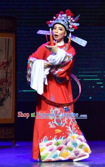 Chinese Shaoxing Opera Xiao Sheng Garment and Hat Yue Opera The Arrogant Princess Apparels Costumes Bridegroom Red Robe