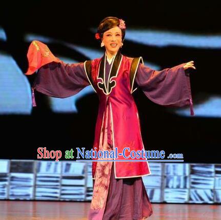 Chinese Huangmei Opera Elderly Female Costumes and Headpieces Taibai Drunk Traditional Anhui Opera Rich Dame Dress Garment Apparels