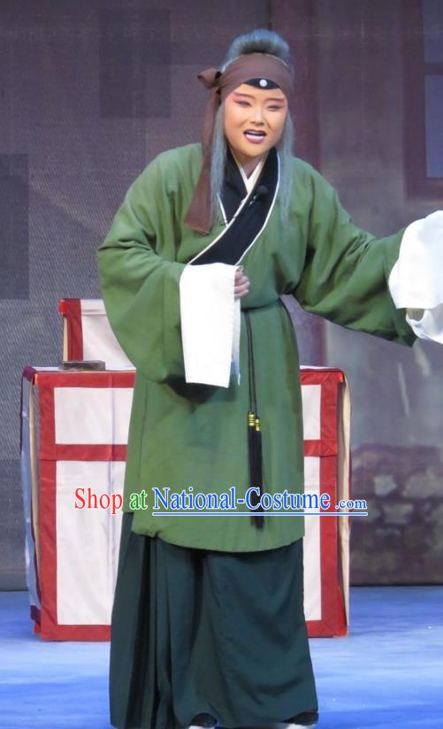 Chinese Ping Opera Old Dan Role Yu Gong Case Garment Costumes and Headdress Traditional Pingju Opera Pantaloon Dress Apparels