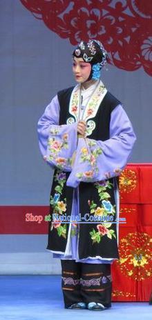 Chinese Ping Opera Young Lady Li Fengying Garment Costumes and Headdress Jie Nv Qiao Pei Traditional Pingju Opera Dan Dress Apparels