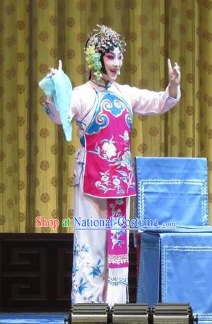 Chinese Ping Opera Young Girl Xiaodan Apparels Costumes and Headpieces Jin Yunu Traditional Pingju Opera Diva Dress Garment