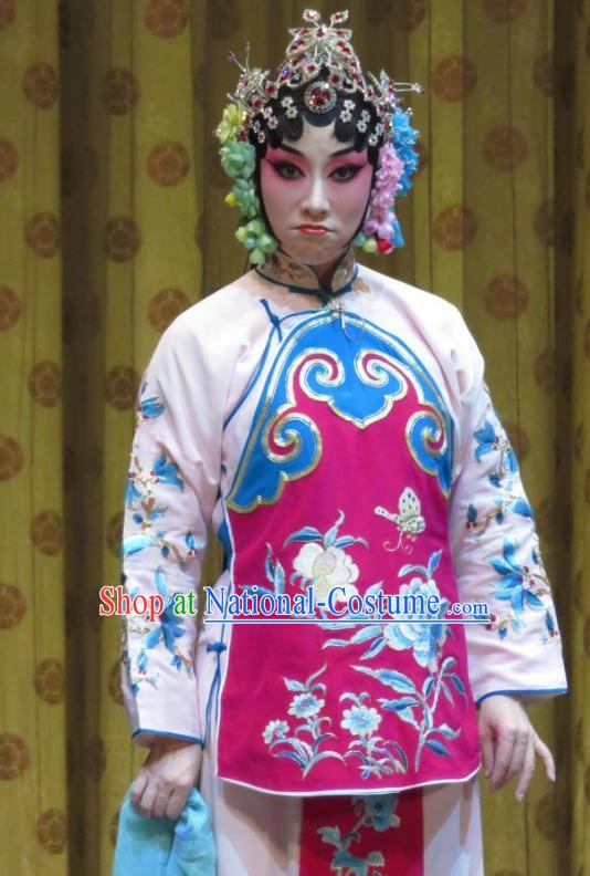 Chinese Ping Opera Young Girl Xiaodan Apparels Costumes and Headpieces Jin Yunu Traditional Pingju Opera Diva Dress Garment