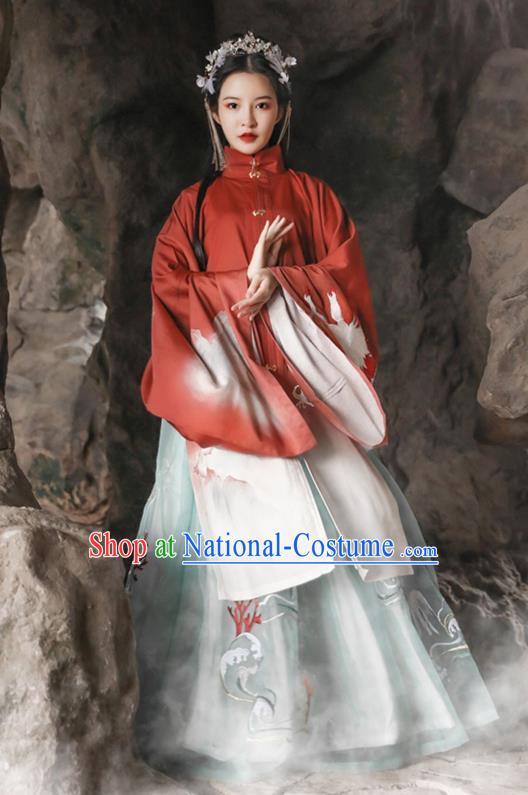 Traditional Chinese Ming Dynasty Royal Princess Hanfu Dress Ancient Noble Lady Apparels Embroidered Historical Costumes