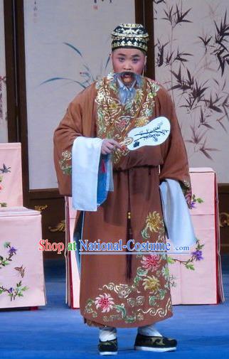 Flower a Matchmaker Chinese Ping Opera Laosheng Costumes Pingju Opera Elderly Male Li Maolin Apparels Clothing and Hat