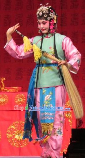 Chinese Ping Opera Servant Girl Apparels Costumes and Headpieces Remember Back to the Cup Traditional Pingju Opera Dress Young Lady Garment