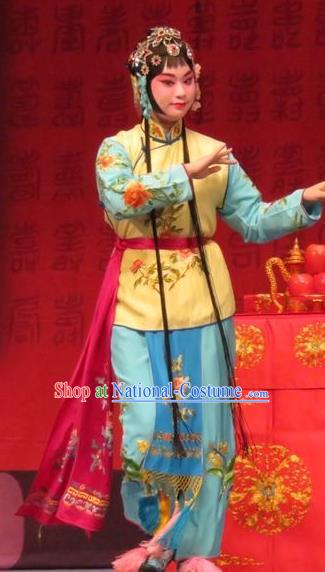 Chinese Ping Opera Female Servant Apparels Costumes and Headpieces Remember Back to the Cup Traditional Pingju Opera Xiaodan Dress Garment