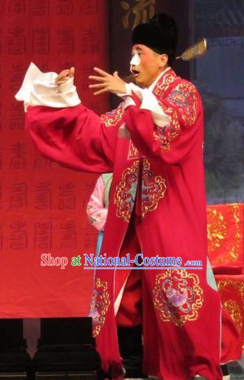 Remember Back to the Cup Chinese Ping Opera Clown Male Zhao Ang Costumes and Headwear Pingju Opera Wedding Apparels Clothing