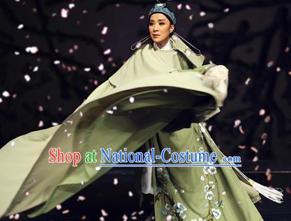 Yue Opera Lu You And Tang Wan Chinese Scholar Costumes Green Robe and Hat Shaoxing Opera Young Male Apparels Niche Poet Garment