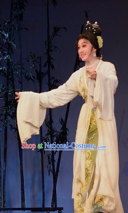 Chinese Shaoxing Opera Young Mistress Garment Yue Opera Lu You And Tang Wan Hua Dan Costumes Noble Lady Apparels Dress and Hair Accessories