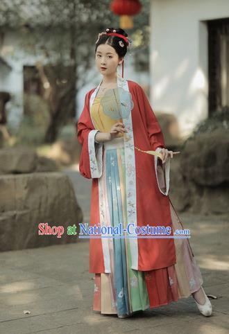 Chinese Traditional Song Dynasty Young Lady Apparels Historical Costumes Ancient Civilian Female Hanfu Dress Garment for Women