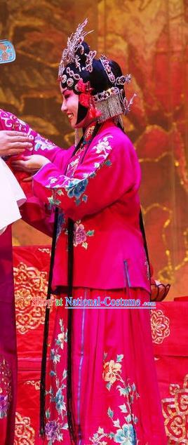 Chinese Ping Opera Young Female Apparels Costumes and Headpieces Selling Miaolang Traditional Pingju Opera Xiaodan Red Dress Garment