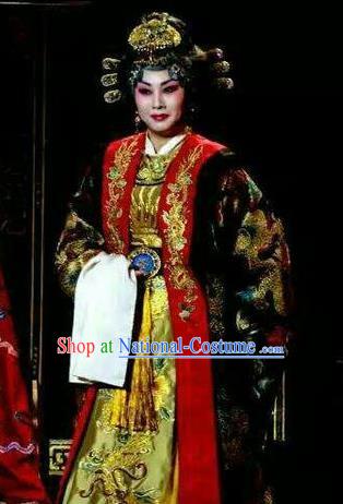 Chinese Beijing Opera Diva Wuzetian Apparels Costumes and Headpieces The Purple Robe Story Traditional Peking Opera Queen Dress Empress Garment