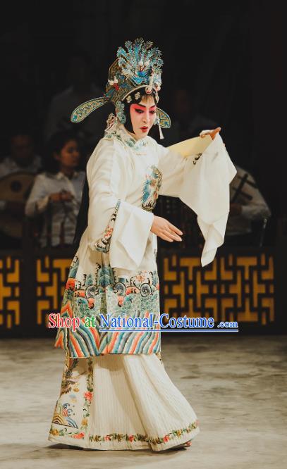 Chinese Beijing Opera Female Official Apparels Costumes and Headdress Xie Yaohuan Traditional Peking Opera Actress Dress Young Female Garment