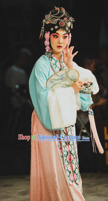 Chinese Beijing Opera Court Lady Apparels Costumes and Headdress Xie Yaohuan Traditional Peking Opera Young Female Actress Dress Garment