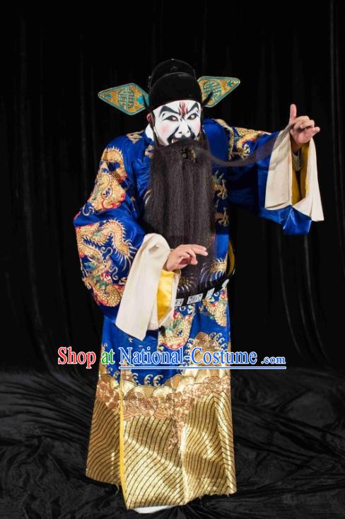 Xie Yaohuan Chinese Peking Opera Official Wu Sansi Garment Costumes and Headwear Beijing Opera Laosheng Apparels Elderly Male Clothing