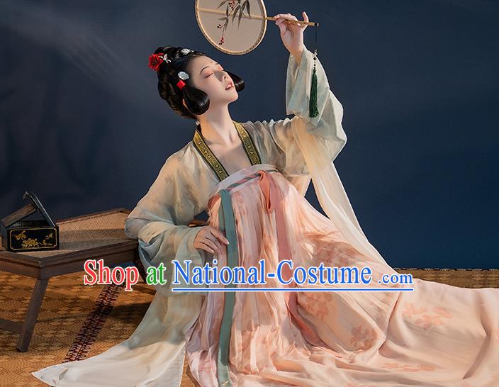 Chinese Ancient Young Lady Hanfu Dress Traditional Garment Tang Dynasty Royal Princess Apparels Historical Costumes for Women