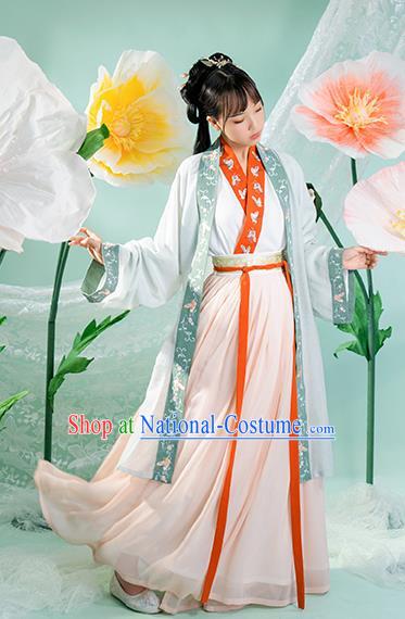 Chinese Ancient Country Female Hanfu Dress Garment Apparels Traditional Song Dynasty Village Girl Historical Costumes Complete Set