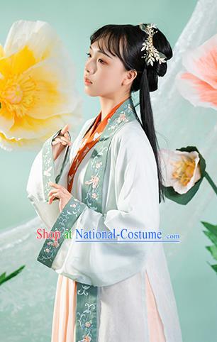 Chinese Ancient Country Female Hanfu Dress Garment Apparels Traditional Song Dynasty Village Girl Historical Costumes Complete Set