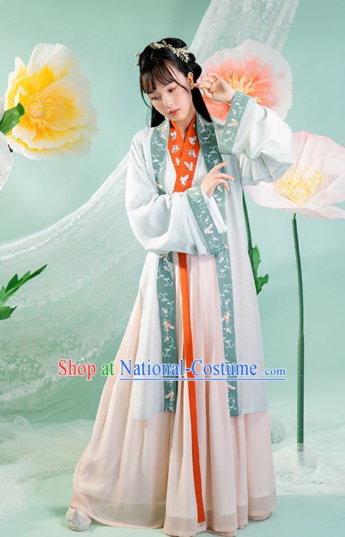 Chinese Ancient Country Female Hanfu Dress Garment Apparels Traditional Song Dynasty Village Girl Historical Costumes Complete Set