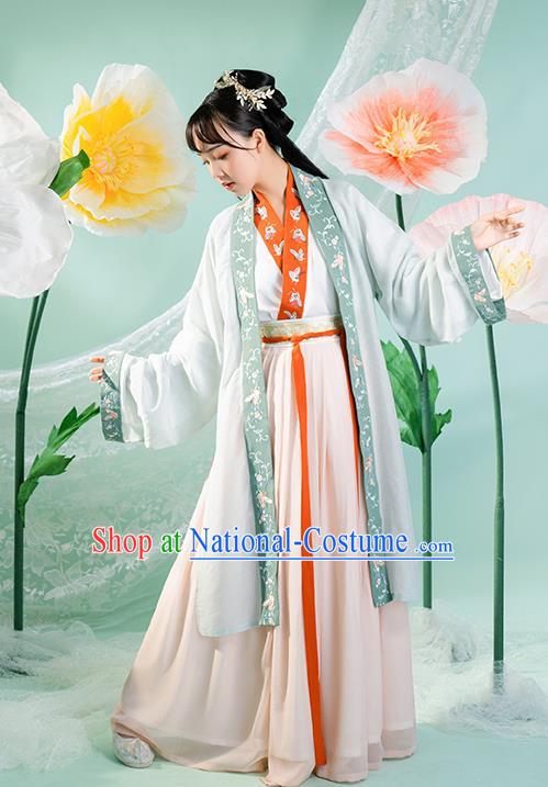 Chinese Ancient Country Female Hanfu Dress Garment Apparels Traditional Song Dynasty Village Girl Historical Costumes Complete Set