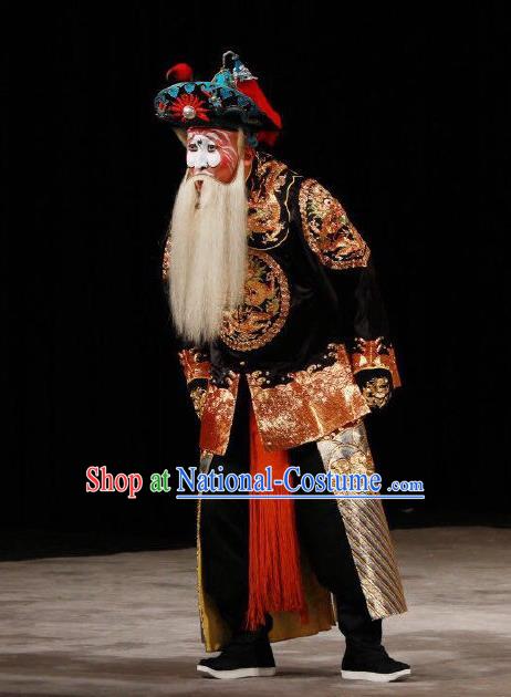 Xing Han Tu Chinese Peking Opera Old Soldier Garment Costumes and Headwear Beijing Opera Laosheng Apparels Bodyguard Clothing