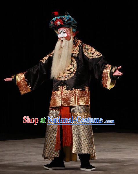 Xing Han Tu Chinese Peking Opera Old Soldier Garment Costumes and Headwear Beijing Opera Laosheng Apparels Bodyguard Clothing