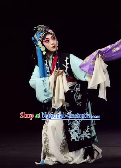 Chinese Beijing Opera Servant Girl Apparels Return to the Han Dynasty Costumes and Headpieces Traditional Peking Opera Xiaodan Dress Garment