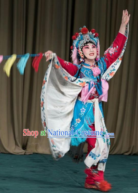 Chinese Beijing Opera Young Lady Apparels Xiao Fang Niu Costumes and Headpieces Traditional Peking Opera Country Woman Dress Garment