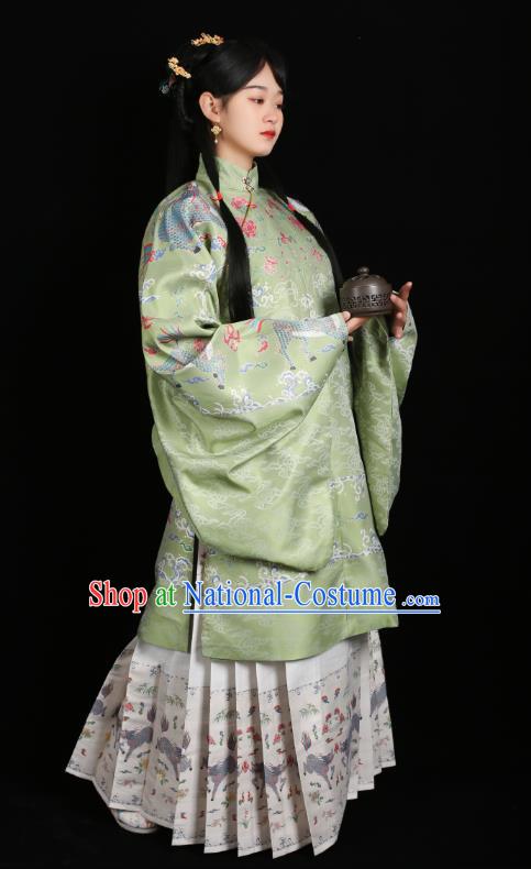 Chinese Traditional Ming Dynasty Patrician Female Historical Costumes Ancient Noble Lady Hanfu Dress Blouse and Skirt Complete Set