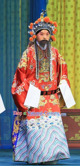 Bai Liang Guan Chinese Peking Opera Emperor Li Shimin Garment Costumes and Headwear Beijing Opera Laosheng Apparels Elderly Male Clothing