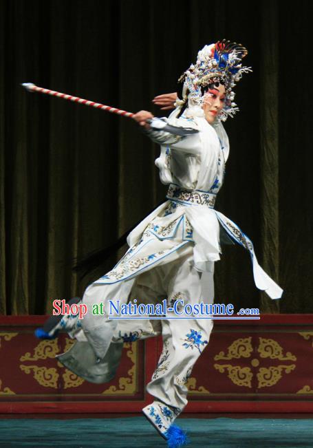 Chinese Beijing Opera Martial Female Apparels Ju Da Gang Costumes and Headdress Traditional Peking Opera Swordsplay Woman Dress Garment