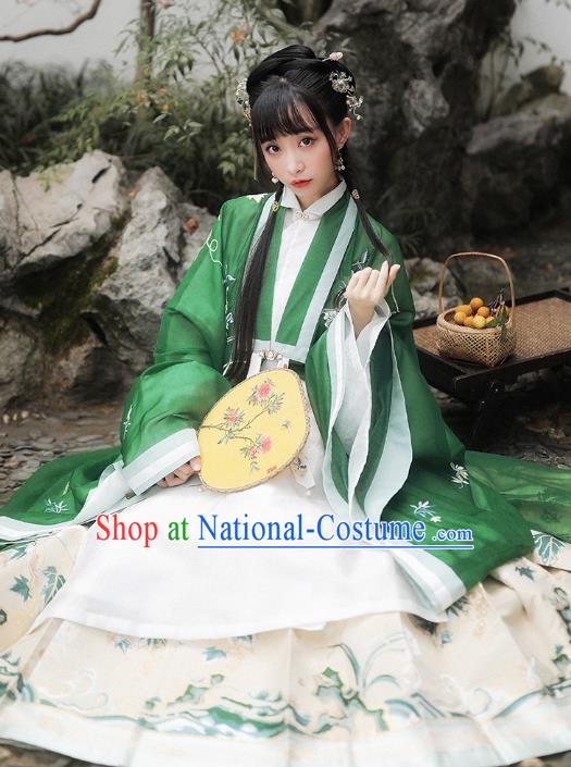 Chinese Traditional Ming Dynasty Noble Infanta Historical Costumes Ancient Court Female Garment Embroidered Hanfu Dress