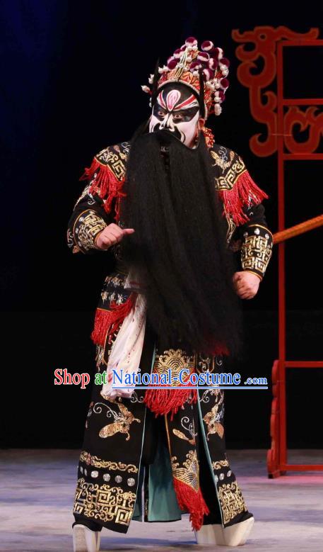 Feng Yu Xing Huang Qi Chinese Peking Opera Wusheng Song Jiang Garment Costumes and Headwear Beijing Opera Painted Face Apparels Hero Li Kui Clothing