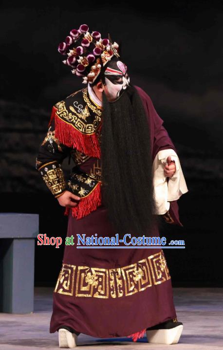 Feng Yu Xing Huang Qi Chinese Peking Opera Wusheng Song Jiang Garment Costumes and Headwear Beijing Opera Painted Face Apparels Hero Li Kui Clothing