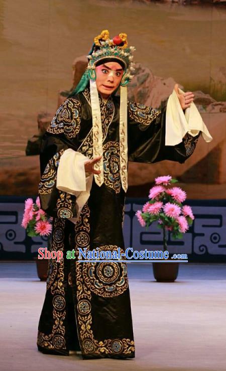 Nan Jie Guan Chinese Peking Opera Clown Garment Costumes and Headwear Beijing Opera Official He Yanxi Apparels Clothing