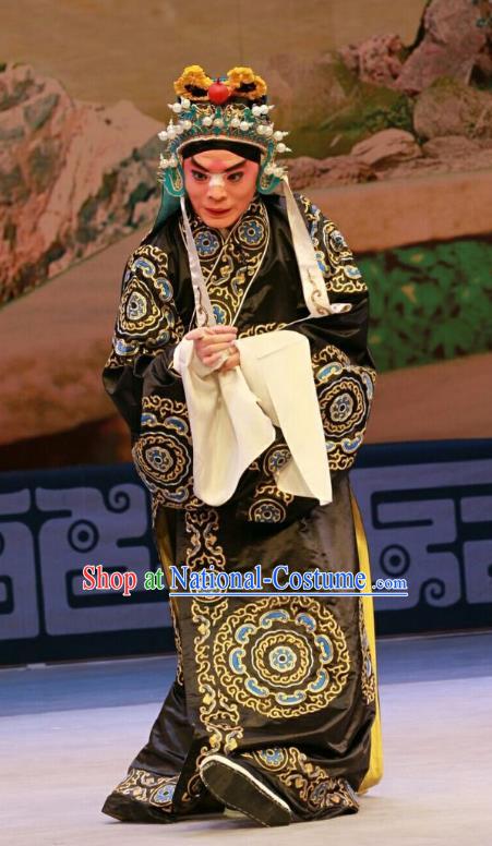 Nan Jie Guan Chinese Peking Opera Clown Garment Costumes and Headwear Beijing Opera Official He Yanxi Apparels Clothing