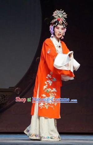 Chinese Beijing Opera Young Female Garment Man Jiang Hong Costumes and Hair Accessories Traditional Peking Opera Hua Tan Red Dress Apparels