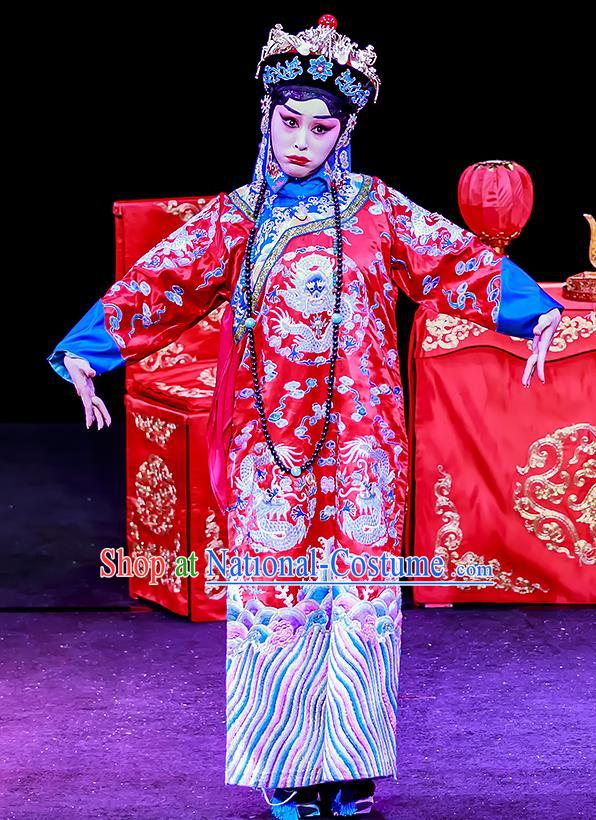 Chinese Beijing Opera Bride Apparels Chun Ri Yan Costumes and Headdress Traditional Peking Opera Princess Yi Lan Dress Hua Tan Wedding Garment