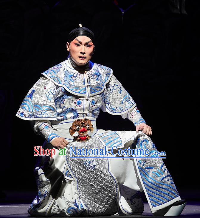 Mei Hua Zan Chinese Peking Opera Martial Male Garment Costumes and Headwear Beijing Opera Xiaosheng Apparels General Li Liangchuan Armor Clothing