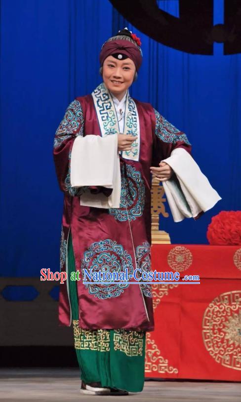 Chinese Beijing Opera Rich Dame Garment Costumes and Hair Accessories The Jade Hairpin Traditional Peking Opera Elderly Female Dress Pantaloon Apparels