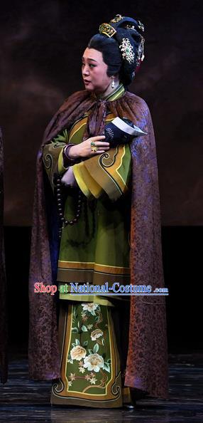 Chinese Ping Opera Rich Dame Apparels Costumes and Headpieces Jin E Traditional Pingju Opera Elderly Female Dress Garment