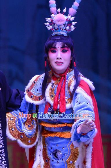 Li Sanniang Chinese Ping Opera Young General Garment Costumes and Headwear Pingju Opera Wusheng Armor Apparels Clothing