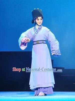 Chinese Beijing Opera Young Female Garment Costumes and Hair Accessories Traditional Peking Opera Chang Le Wei Yang Martial Lady Dress Diva Qi Huai Apparels