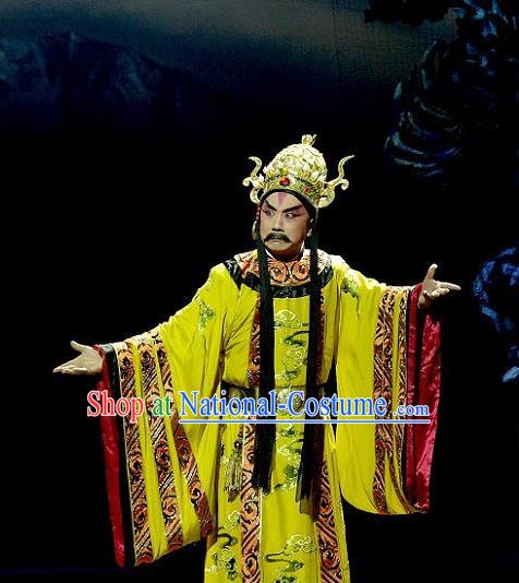 Consort Bai Jie Chinese Peking Opera Emperor Apparels Costumes and Headpieces Beijing Opera King Garment Lord Pi Luoge Clothing